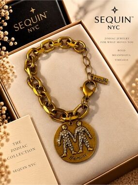 Gemini Gold Zodiac Charm Bracelet